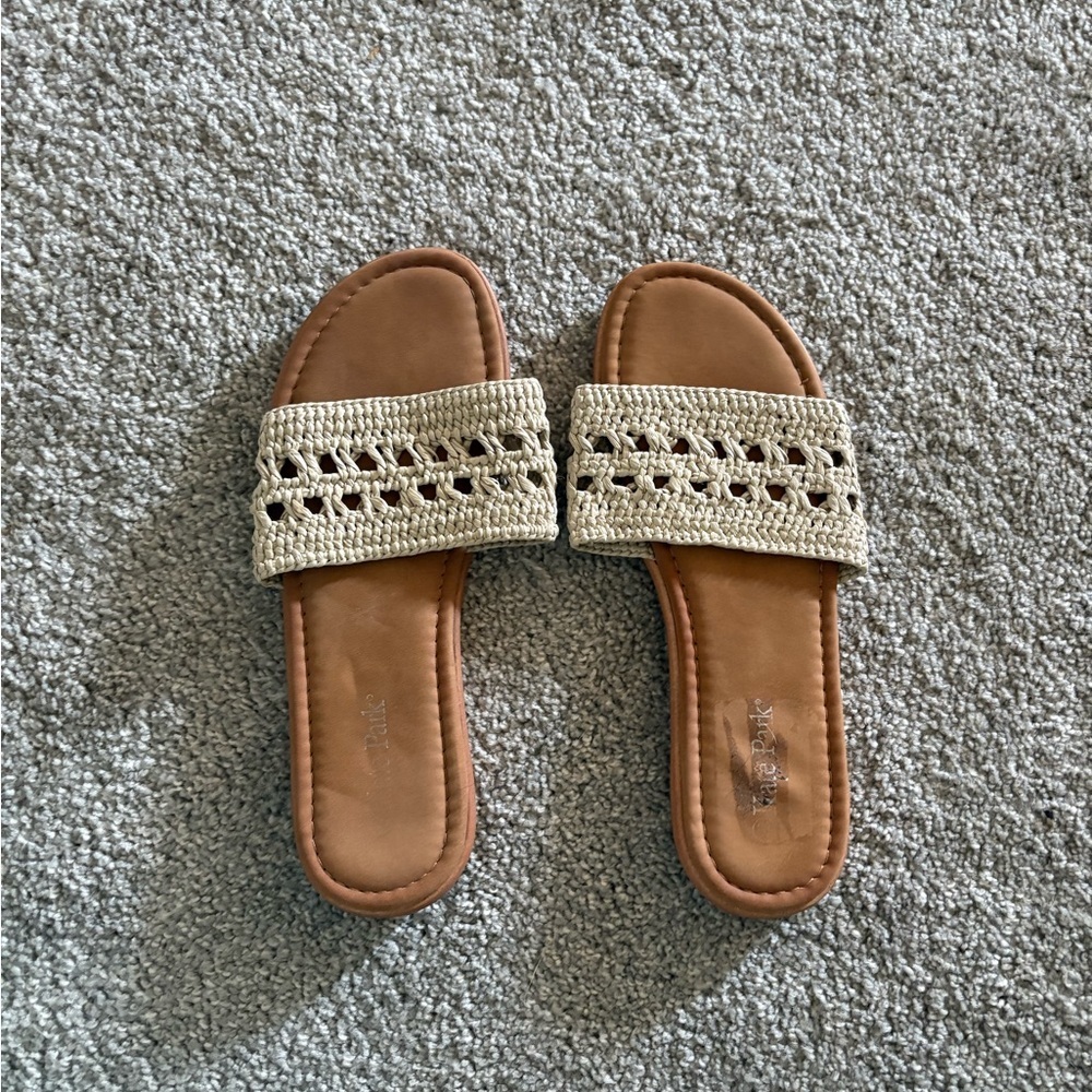 Kate Spade Natural Woven Slide Sandals - Picture 2 of 2